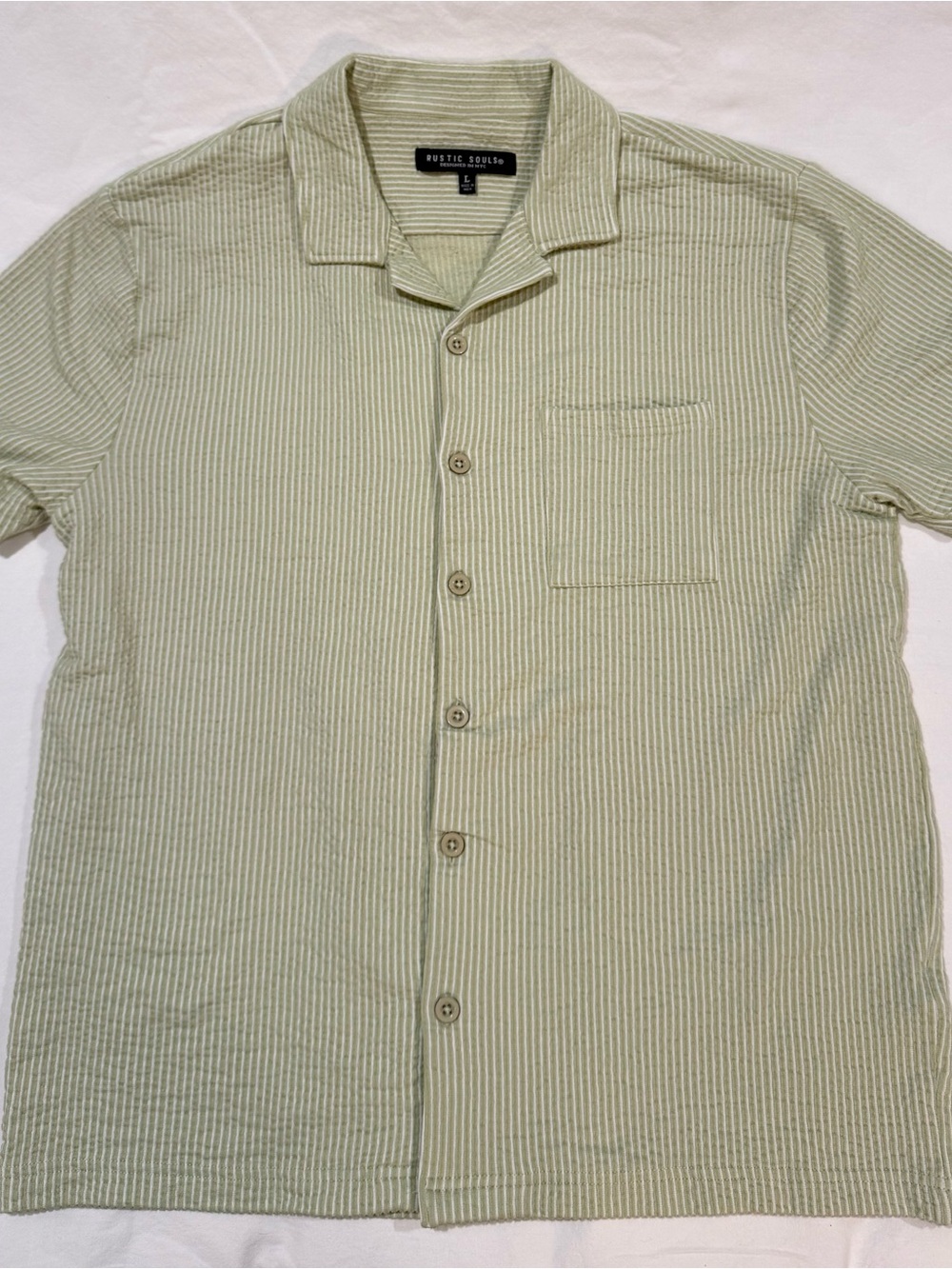 Rustic Souls Men's Pale Green Short-Sleeve Button-Down Shirt